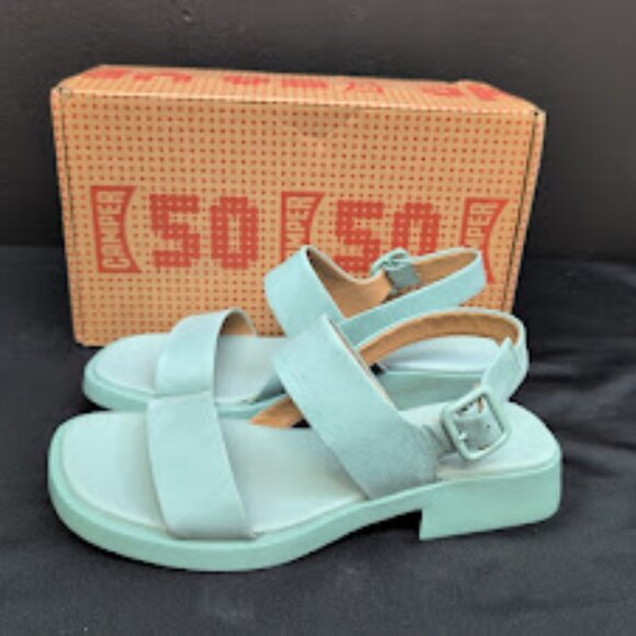 Camper Dana Nubuck Strappy Slip On Buckle Women's Sandal US 8.5 Green - Picture 2 of 10